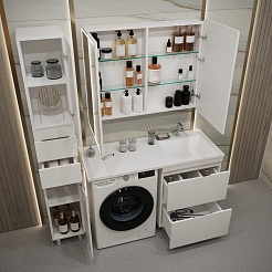 Stella Polare Тумба с раковиной под стиральную машину Аруна Памелла 120 R белая – фотография-9